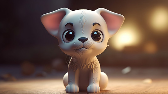 3D可爱卡通小狗动物模型背景图片