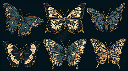 蝴蝶图标集合背景图片