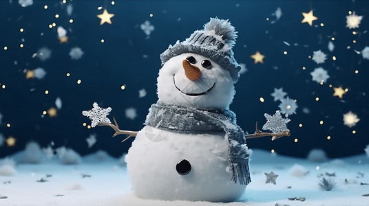 冬至装饰素材快乐的雪人插画