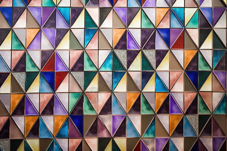 彩色菱形砖墙背景图片
