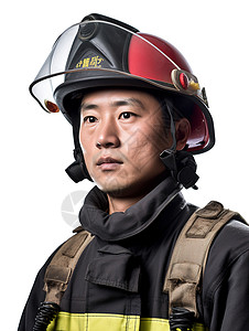 穿着消防服的消防员肖像照背景图片