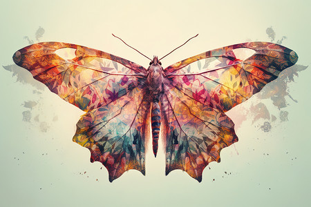 昆虫花纹张开翅膀的飞蛾插画