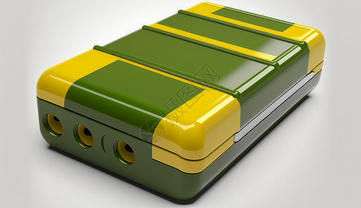 塑料质感绿色现代锂离子电池背景图片