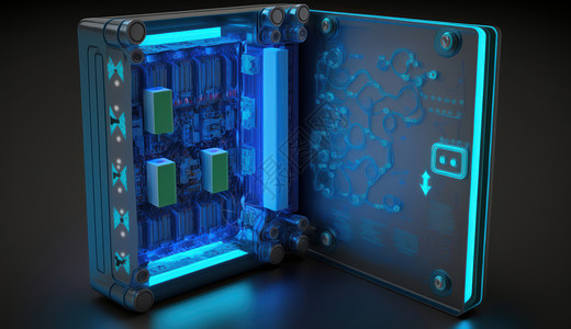 可打开的蓝色发光的锂离子电池图片