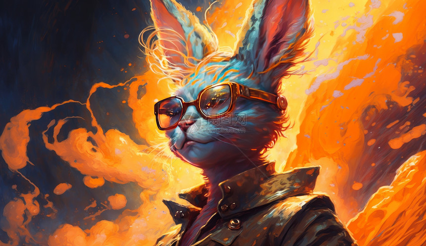 兔子戴着眼镜的头像图片