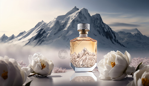 欧式香水与白色花朵图片
