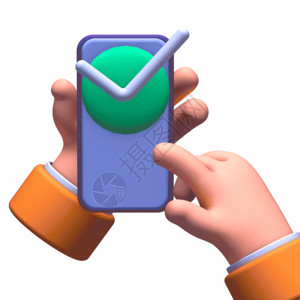 玩具手机3D立体手势手机支付概念GIF高清图片