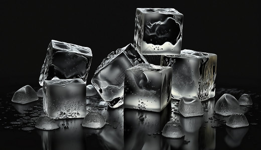 黑色透明透明的冰块插画