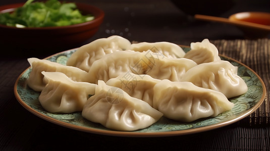 中式餐食饺子食物背景图片