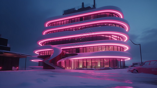 雪景现代建筑图片
