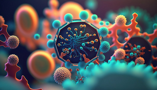 科学实验室环境中的细菌和病毒细胞高清图片