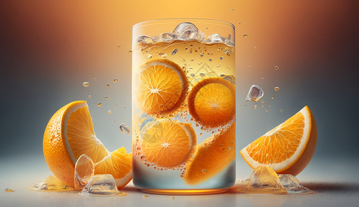 橙子气泡苏打水图片