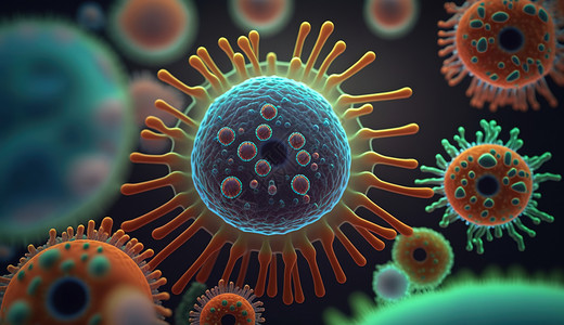 疾病彩色发光球体病毒设计图片