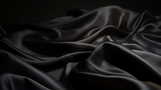 黑色丝绸布料柔软高清图片素材