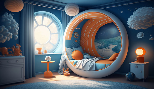 星球主题蓝色卧室背景图片