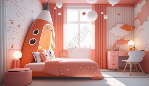火箭太空主题儿童卧室图片