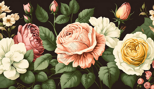 玫瑰花束图案背景图片
