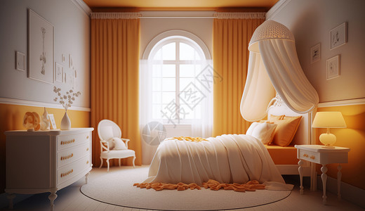 有设计感的淡黄色儿童卧室背景图片