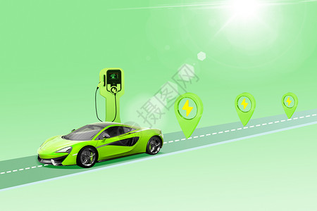 绿色创意新能源汽车导航图片