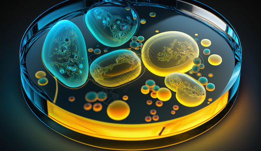 透明玻璃培养皿中的细菌细胞微生物背景图片