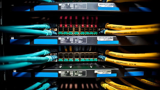蓝黄多接口网线连接图片
