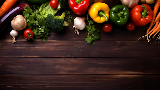 蔬菜背景图蔬菜木桌背景图插画