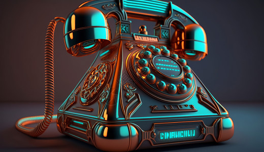 复古金属质感发光的电话背景图片
