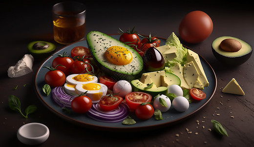 橄榄油沙拉蔬菜沙拉照片插画