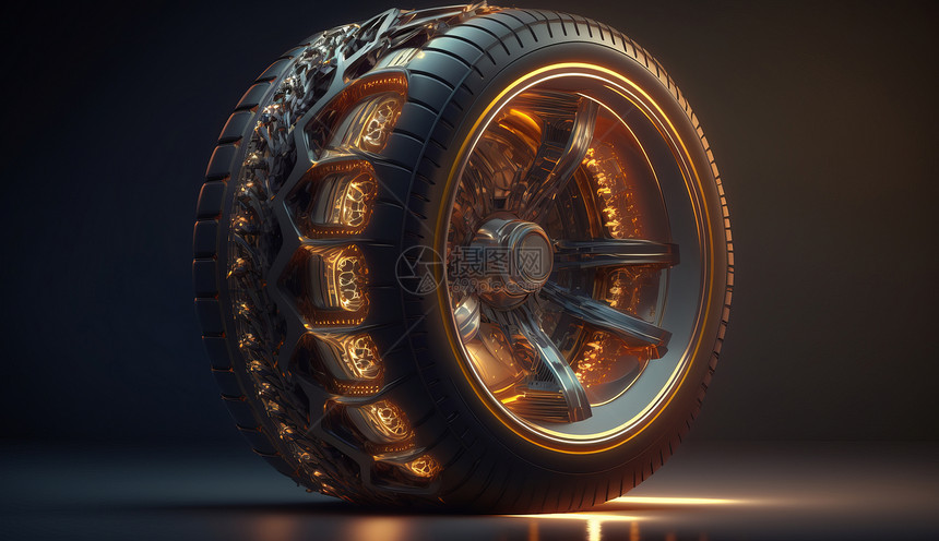 发光的科幻汽车轮胎图片