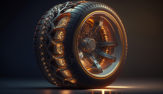 发光的科幻汽车轮胎背景图片