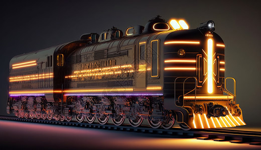 机械感复古发光的火车背景图片