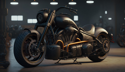 金属质感豪华型摩托车背景图片