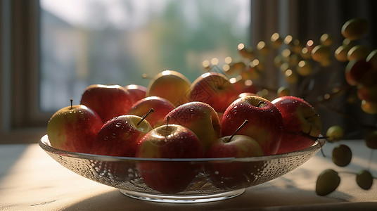 玻璃碗苹果图片