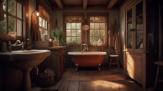 古典浴缸浴室图片