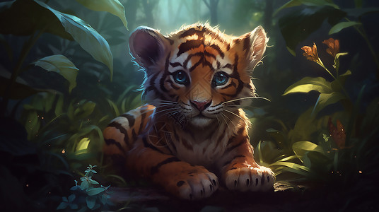 可爱动物老虎背景图片