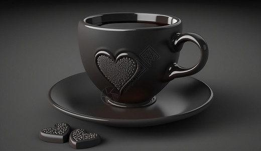 杯子形状一杯黑咖啡插画