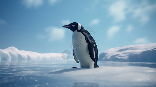 冰块上站着的企鹅图片
