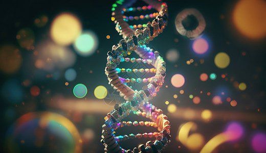多彩DNA螺旋模型背景图片
