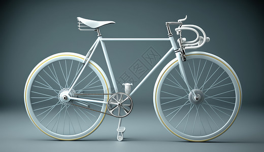 简约的白色自行车3D背景图片