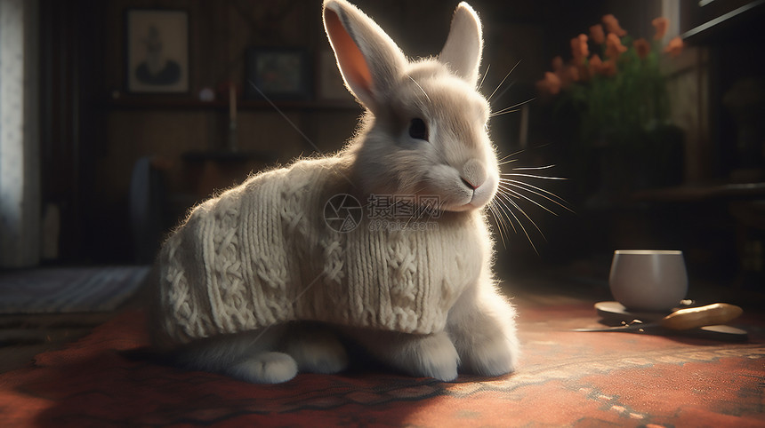 穿毛衣的兔子图片