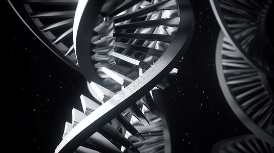 分子螺旋黑白医学细胞分子科技DNA细胞手绘插画