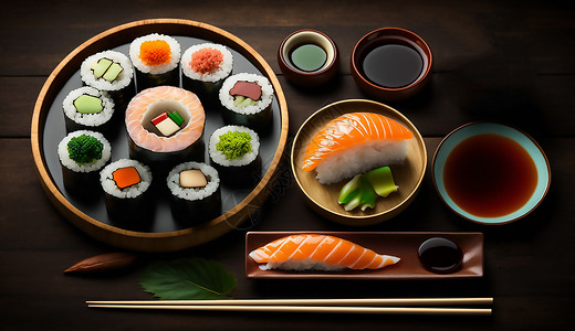 餐馆里精致的寿司套餐背景图片