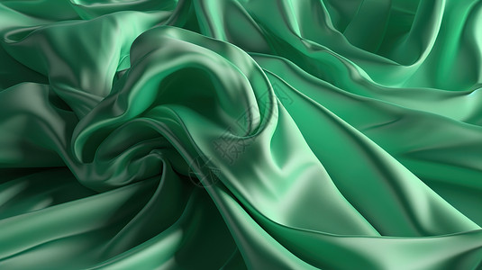 绿色丝绸彩带嫩绿色波浪丝绸插画