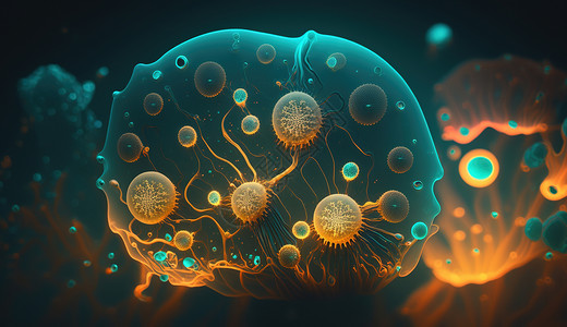 水母照片细菌扩散插画