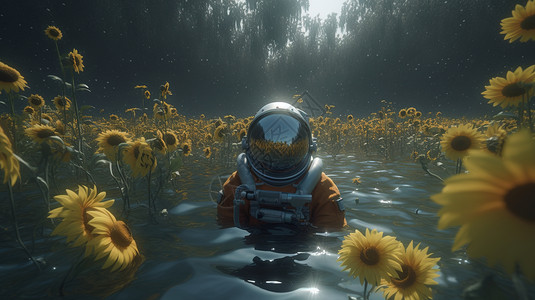 水中橙色宇航员图片