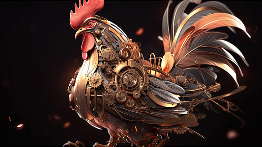 金属机械感蒸汽朋克大公鸡背景图片