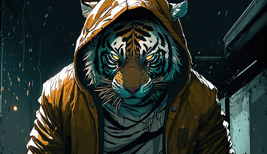 穿卫衣的老虎背景图片
