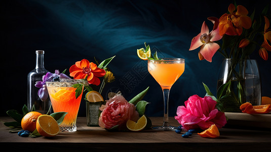 花卉水果饮料清爽鸡尾酒商业美食高清图片素材