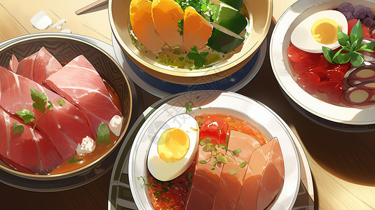 日式手绘美味的餐饮食物图片