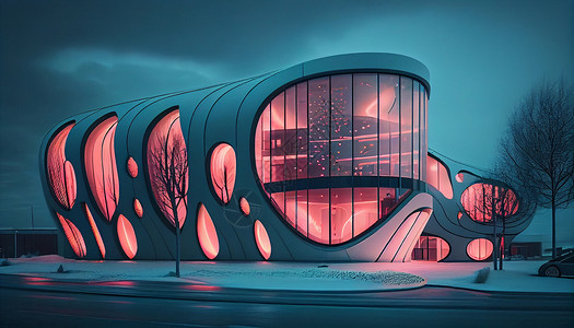 抽象现代风未来建筑背景图片